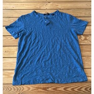Theory Henley Top Size Medium Men’s Blue Short Sleeve